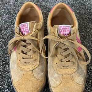 Vans Women's Suede Tan and Pink Sneakers